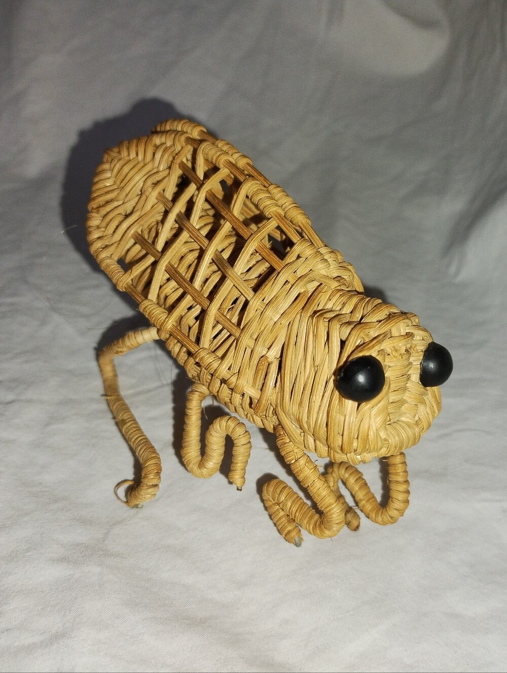 Vintage Weave Cricket Bug Grasshopper Decor 5" Long Nature